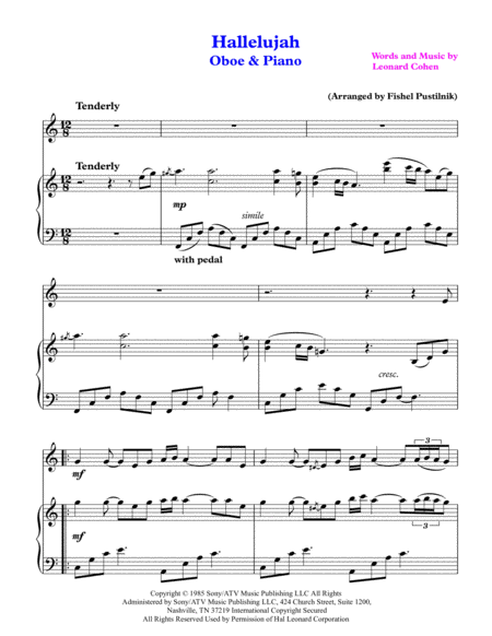 Hallelujah For Oboe And Piano Jazz Pop Version Page 2