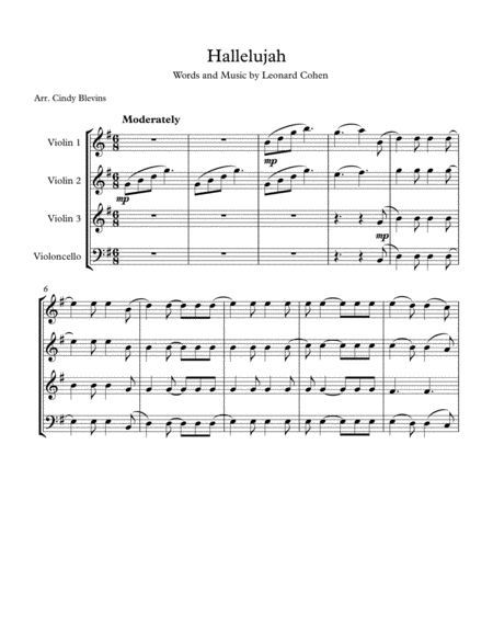 Hallelujah For Three Violins And Cello Page 2