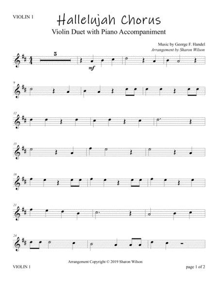 Hallelujah From Handels Messiah Easy Violin Duet With Piano Accompaniment Page 2