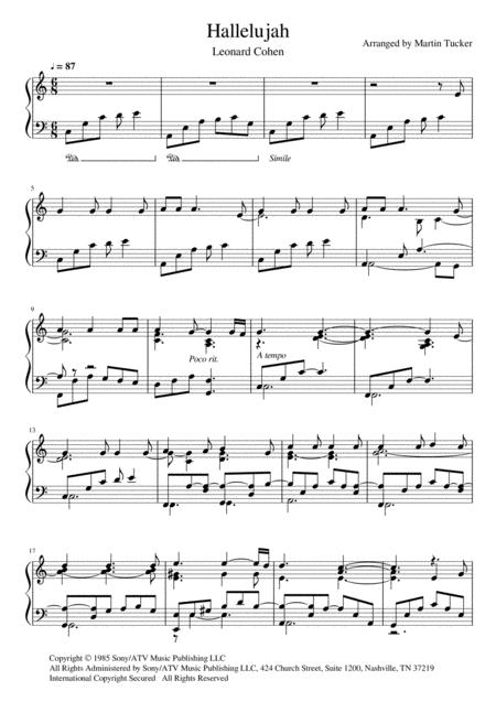Hallelujah In A Lyrical Style For Solo Piano Page 2