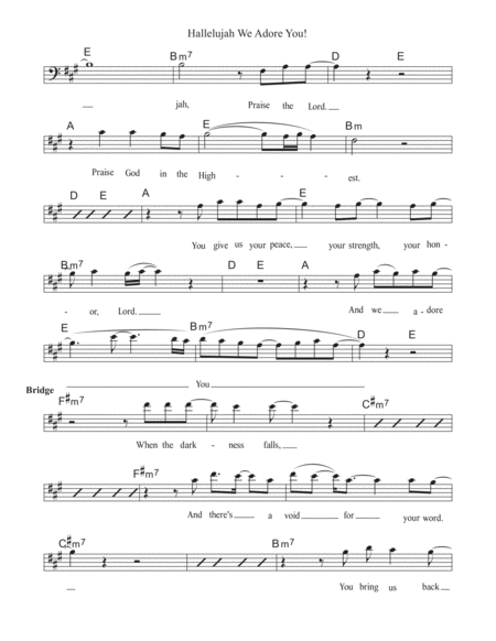 Hallelujah We Adore You For Baritone Tenor Voice Lead Sheet Page 2