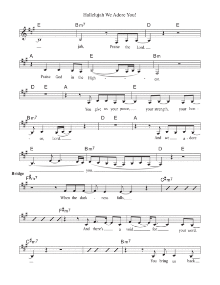 Hallelujah We Adore You Lead Sheet In A Page 2