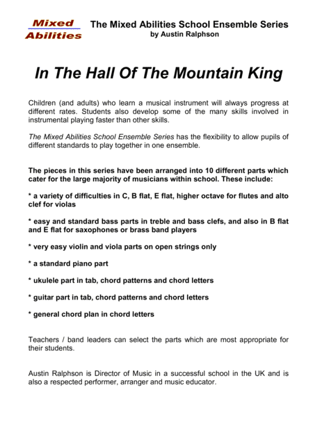 Halloween In The Hall Of The Mountain King For School Ensembles Mixed Abilities Classroom Ensemble Piece Page 2