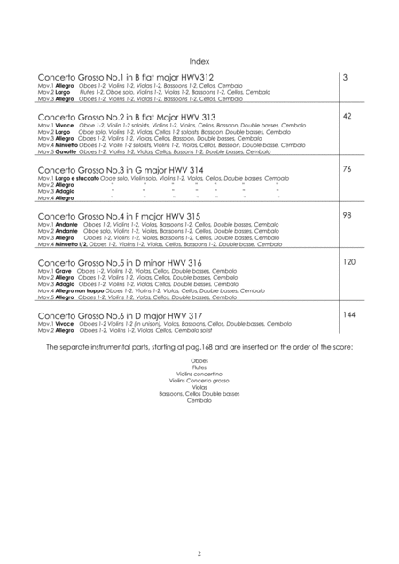 Handel 6 Concerti Grossi Op 3 For Winds Strings And Cembalo Scores And Parts Page 2