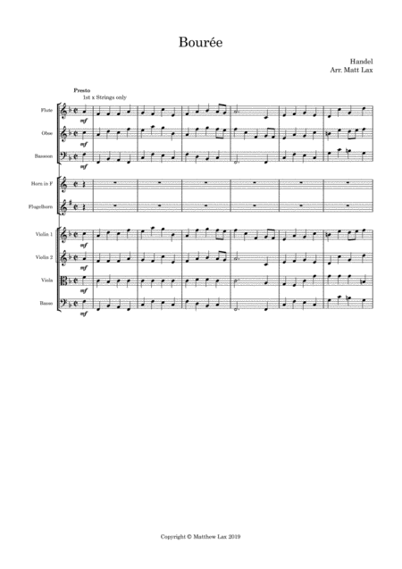 Handel Boure And Alla Hornpipe From The Watermusic Reduced Orchestra Page 2