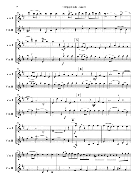 Handels Hornpipe In D For Two Violins Page 2