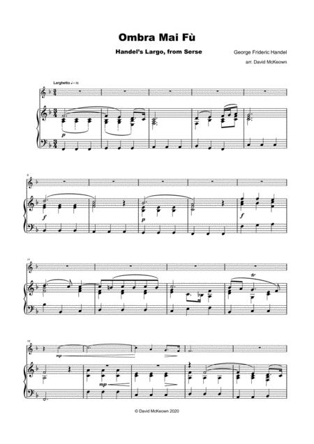 Handels Largo From Xerxes Ombra Mai F For Solo Soprano Recorder And Piano Page 2