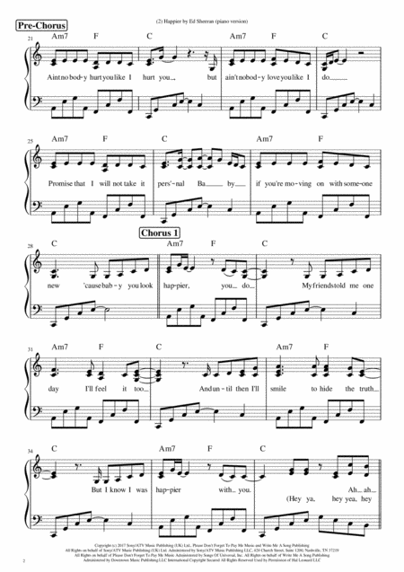 Happier By Ed Sheeran Piano Version Page 2