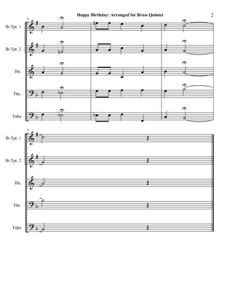 Happy Birthday Arranged For Brass Quintet Page 2