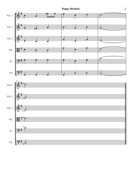 Happy Birthday For String Quartet Or String Orchestra Opt 3rd Violin And Double Bass Page 2