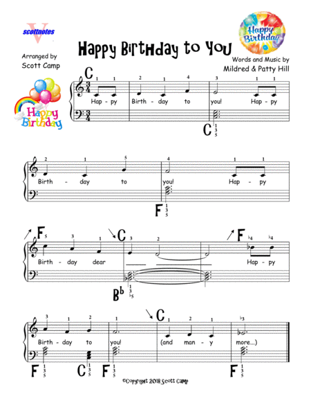 Happy Birthday To You First Year Piano Page 2