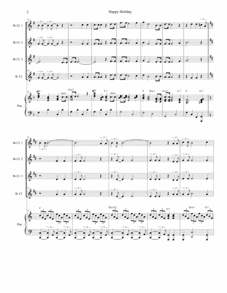 Happy Holiday For Clarinet Choir And Piano Page 2