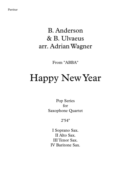 Happy New Year Abba Saxophone Quartet Satb Arr Adrian Wagner Page 2