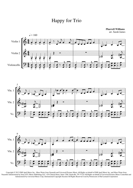 Happy String Trio 2 Violins Cello Arrangement By The Chapel Hill Duo Page 2