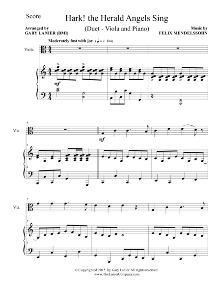 Hark The Herald Angels Sing Duet Viola And Piano Score And Parts Page 2