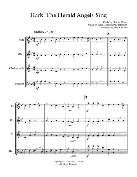 Hark The Herald Angels Sing For Woodwind Quartet Page 2