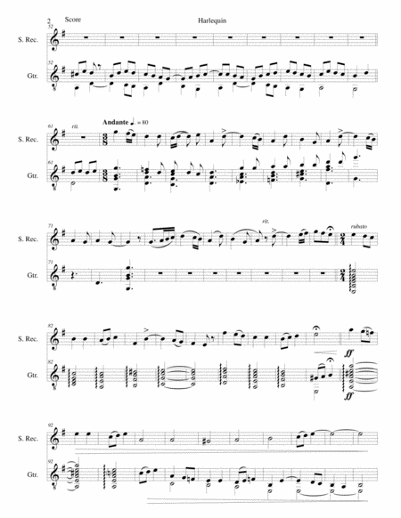 Harlequin For Soprano Recorder And Guitar Page 2