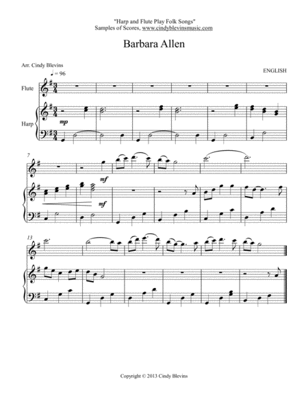 Harp And Flute Play Folk Songs 14 Arrangements For Lever Or Pedal Harp And Flute Page 2