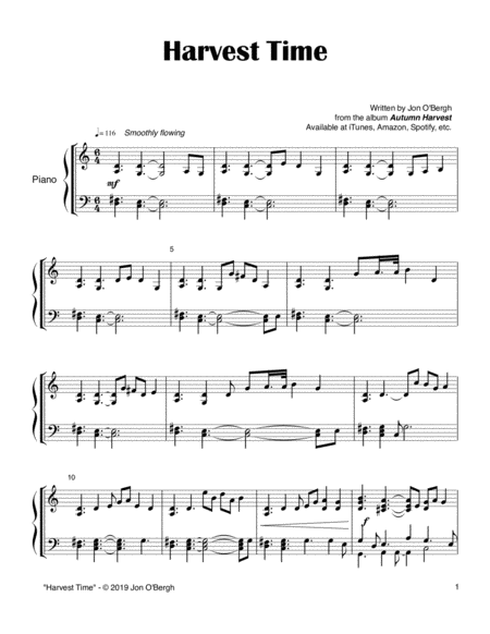 Harvest Time Easy Solo Piano Page 2