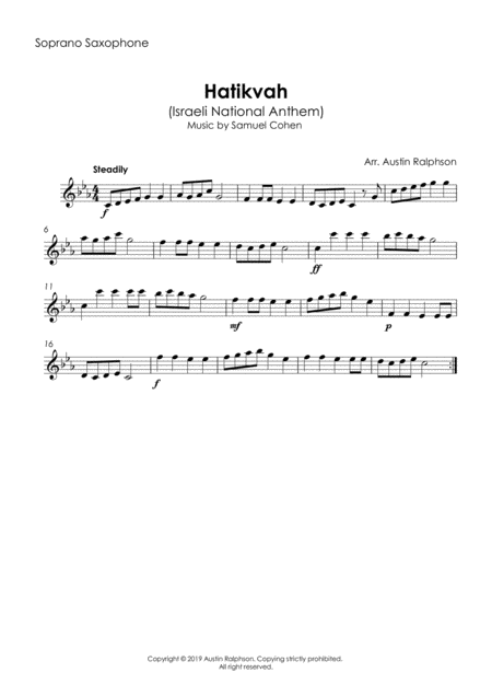 Hatikvah Israeli National Anthem Sax Quartet Page 2