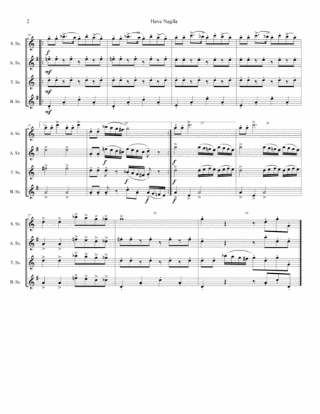 Hava Nagila For Saxophone Quartet Satb Page 2