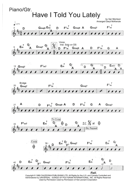 Have I Told You Lately Male Vocal With 5 Piece Band Key Of D Page 2