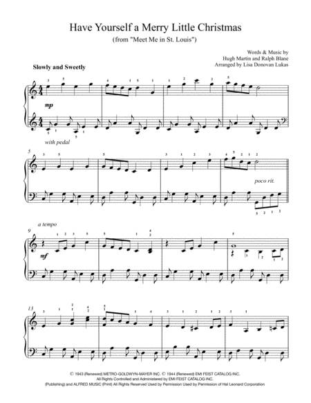 Have Yourself A Merry Little Christmas For Intermediate Solo Piano Page 2