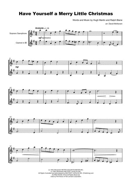 Have Yourself A Merry Little Christmas For Soprano Saxophone And Clarinet Duet Page 2