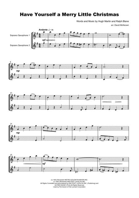 Have Yourself A Merry Little Christmas For Soprano Saxophone Duet Page 2