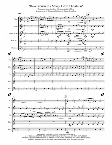 Have Yourself A Merry Little Christmas For Woodwind Quintet Page 2