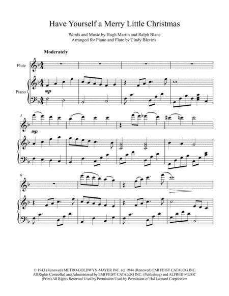 Have Yourself A Merry Little Christmas From Meet Me In St Louis Arranged For Piano And Flute Page 2