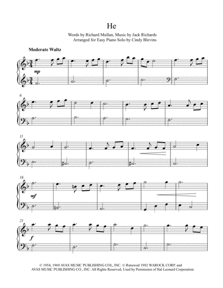 He An Easy Piano Solo Arrangement Page 2