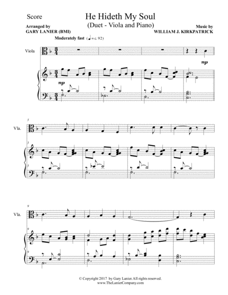 He Hideth My Soul Duet Viola Piano With Score Part Page 2