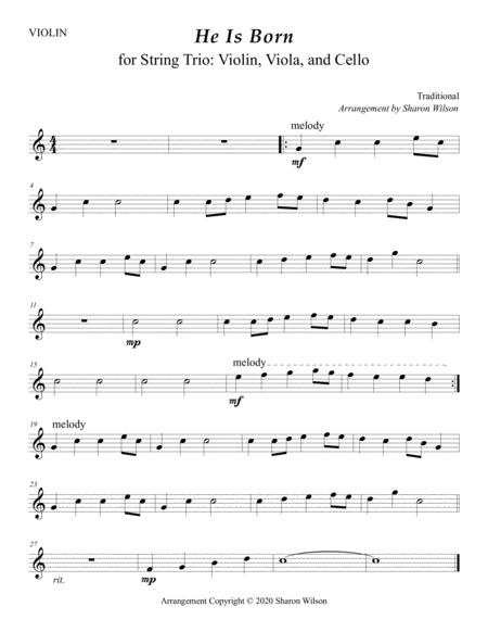 He Is Born The Divine Christ Child For String Trio Violin Viola And Cello Page 2