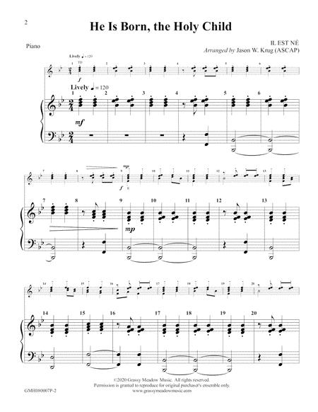 He Is Born The Holy Child Piano Accompaniment To 8 Bell Version Page 2
