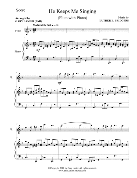He Keeps Me Singing Flute Piano With Score Part Page 2