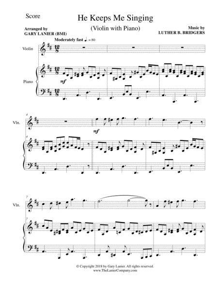 He Keeps Me Singing Violin Piano With Score Part Page 2
