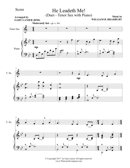 He Leadeth Me Duet Tenor Sax Piano With Score Part Page 2
