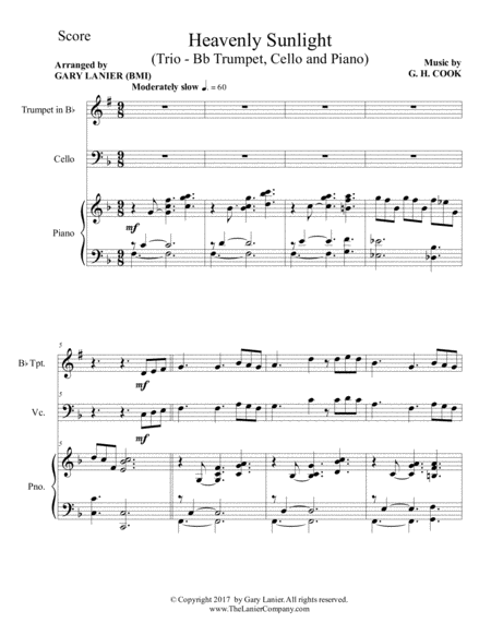 Heavenly Sunlight Trio Bb Trumpet Cello Piano With Score Parts Page 2