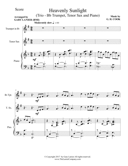Heavenly Sunlight Trio Bb Trumpet Tenor Sax Piano With Score Parts Page 2