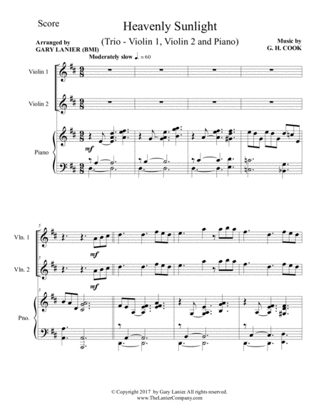 Heavenly Sunlight Trio Violin 1 2 And Piano With Score Parts Page 2