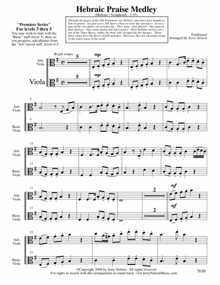 Hebraic Praise Medley Arrangements Level 3 5 For Viola Written Acc Page 2