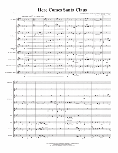 Here Comes Santa Claus For Clarinet Choir Page 2