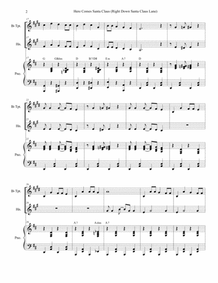 Here Comes Santa Claus Right Down Santa Claus Lane Duet For Bb Trumpet And French Horn Page 2