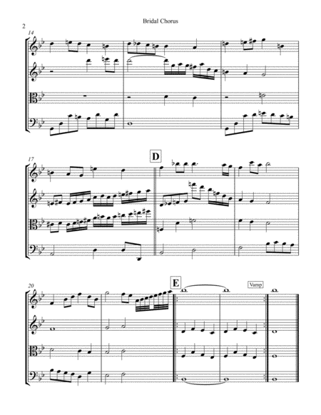 Here Comes The Bride Bridal Chorus For String Quartet Page 2