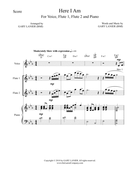 Here I Am For Voice Flute 1 Flute 2 And Piano Page 2