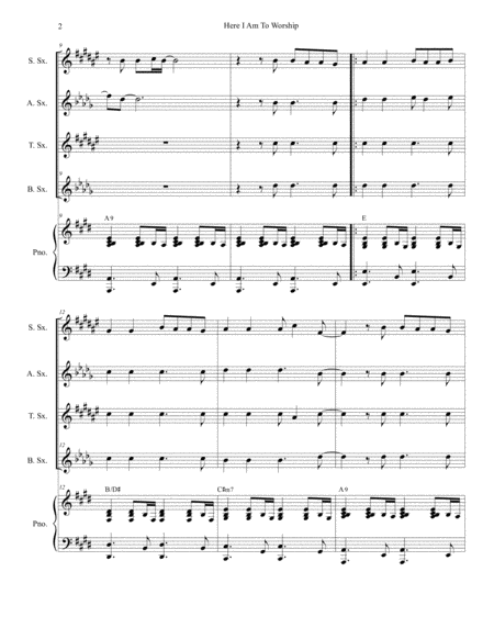 Here I Am To Worship For Saxophone Quartet Page 2