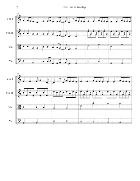 Here I Am To Worship Strings Quartet Arrangement Page 2