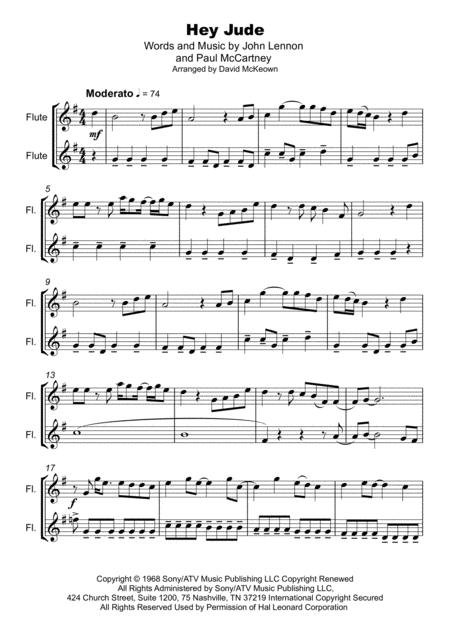 Hey Jude By The Beatles For Flute Duet Page 2