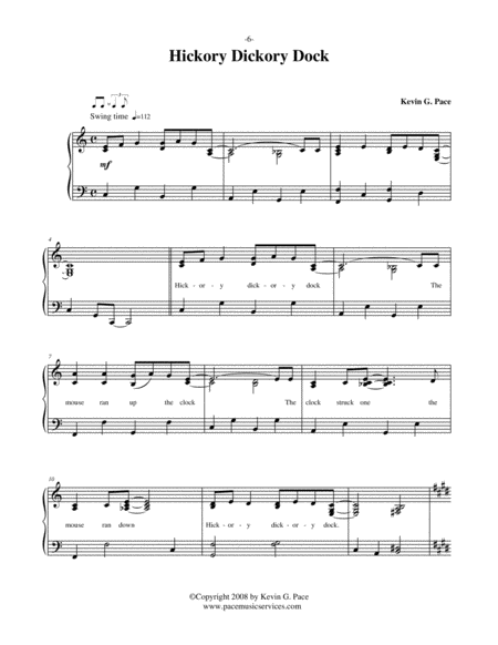 Hickory Dickory Dock Vocal Solo Piano Solo Or Unison Choir With Piano Accompaniment Page 2